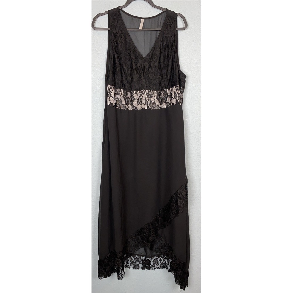 Fui. gui. xing Black Lace‎ Maxi Dress Sheer Whimsigoth Fairy Y2K Sheath Tiered